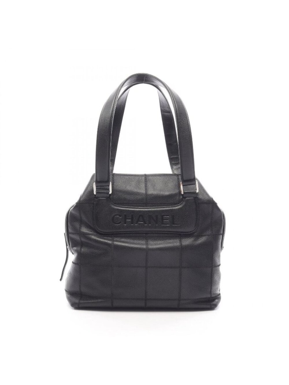 Chanel Tote Bag Choco Bar Black Caviar Leather